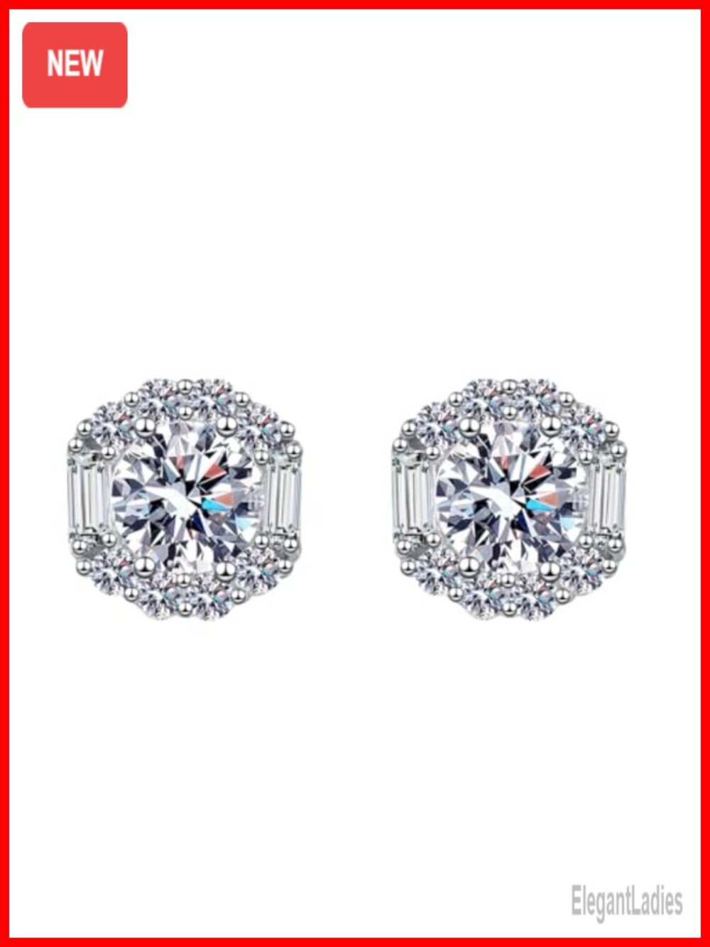 14K Gold Diamond Stud Earrings VVS1 Clarity Push Back
